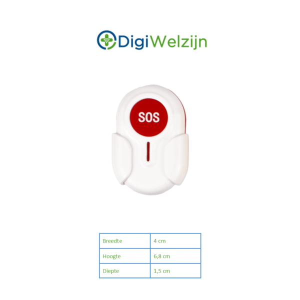 Digicien - Alarmknop Set Uitgebreid (AHVW) - Basisstation SOS + Alarmhorloge Vierkant Wit + Alarmknop Vierkant + Alarmknop Ovaal Rood + Alarmknop Rond Wit - Afbeelding 6