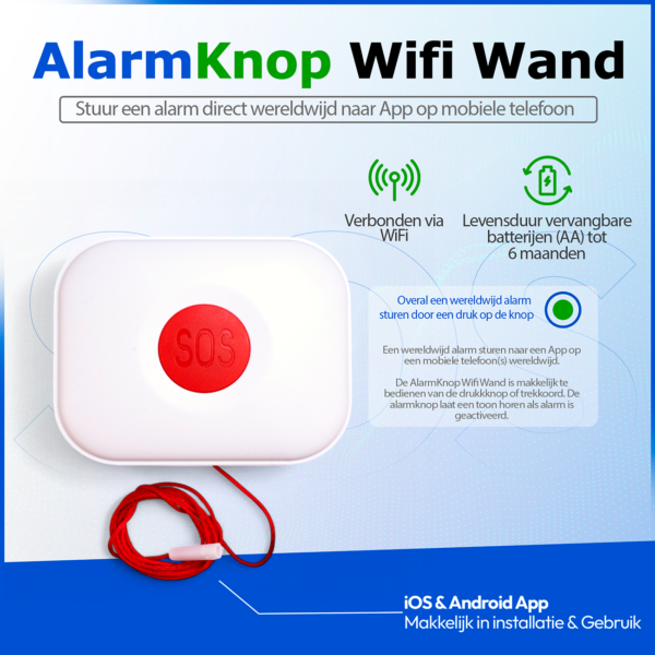 Digicien - Alarmknop Wifi Wand - Senioren alarm - Alarmknop voor ouderen - Persoonlijk alarm - Afbeelding 2